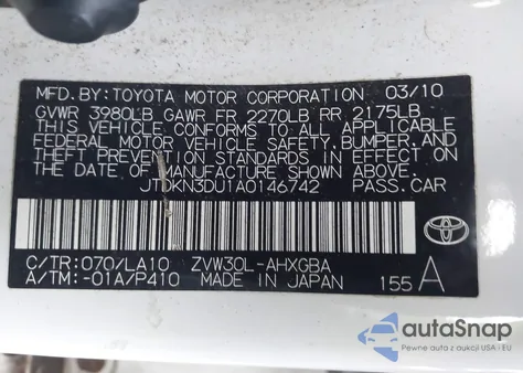 2010 Toyota Prius Iv from USA, damaged, VIN JTDKN3DU1A0146742